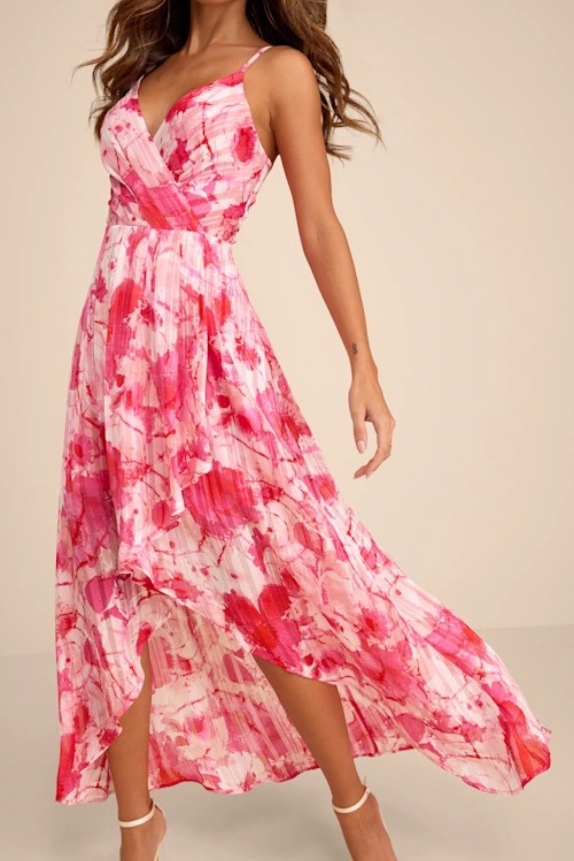 Floral Midi Dress Flowy Romantic Style