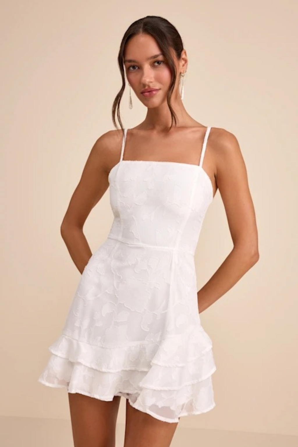 Ruffle Hem Mini Dress Romantic Style
