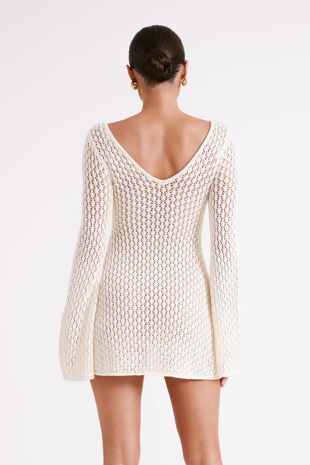 Knit Mini Dress Long Sleeve Beach Style