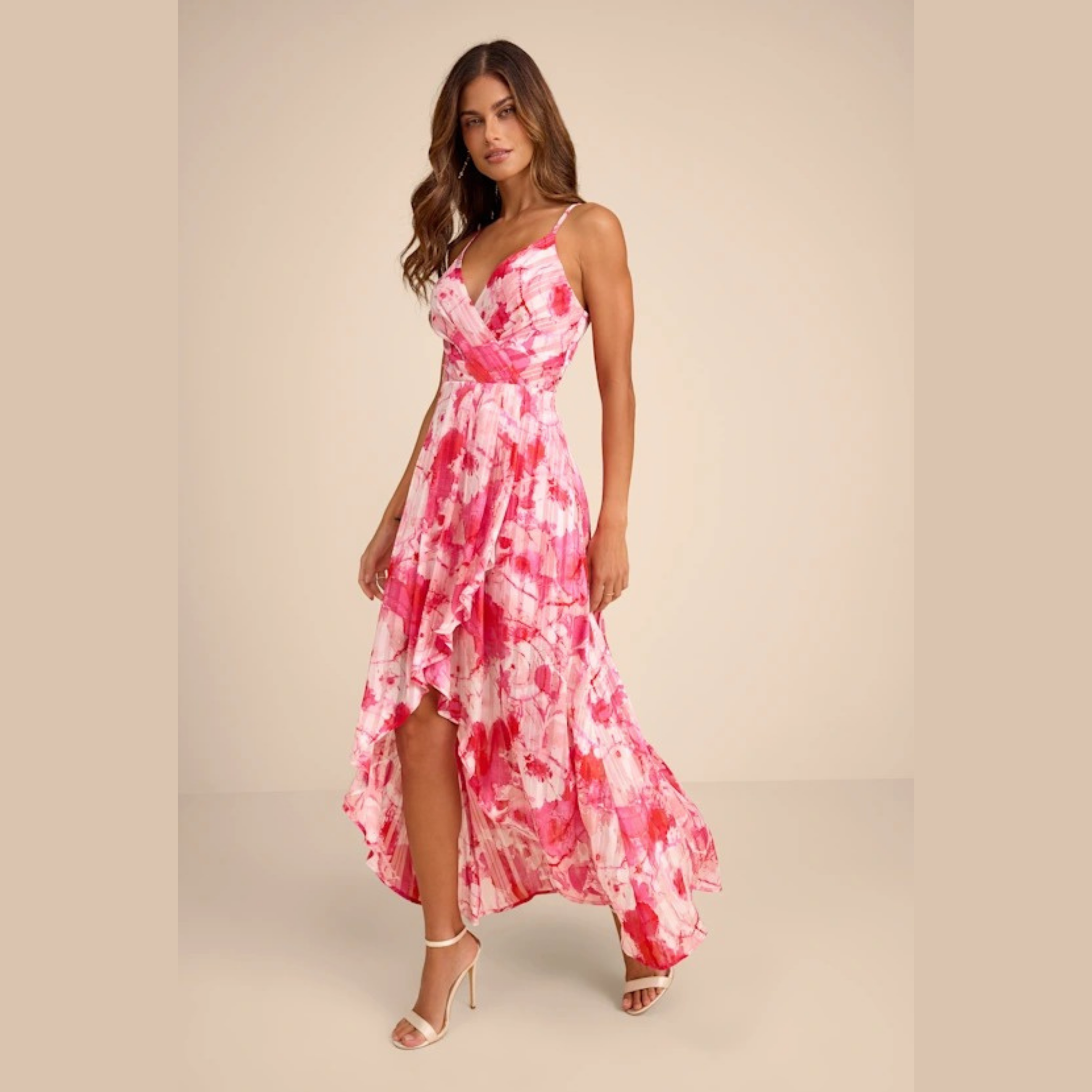 Floral Midi Dress Flowy Romantic Style