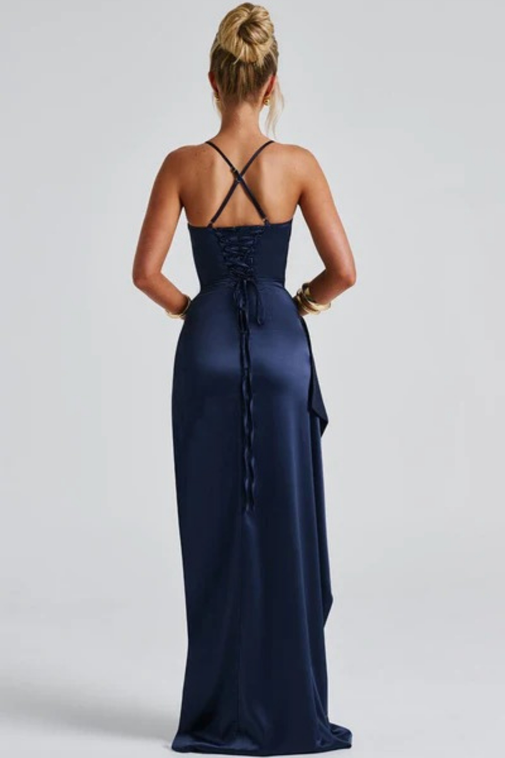 Satin Maxi Dress with High Slit Elegant Style