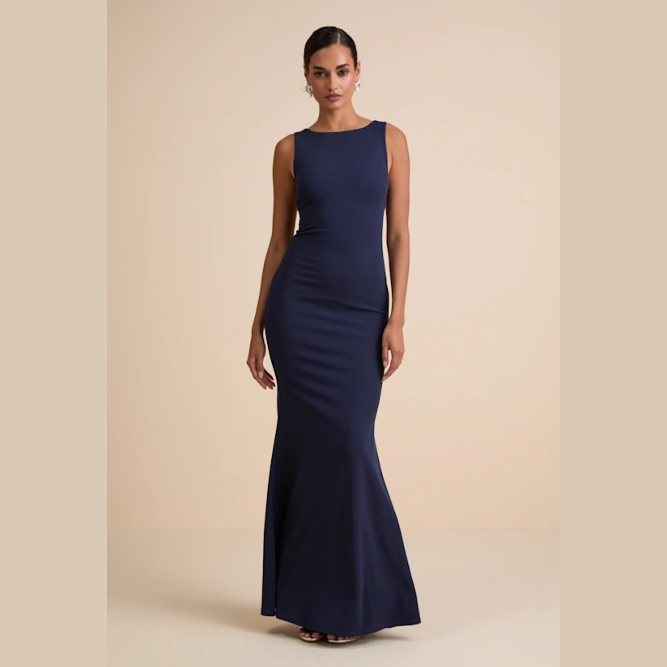 Elegant Maxi Dress with Open Back Formal Style