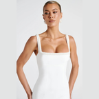 Square Neck Midi Dress with Embellished Straps