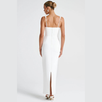 Square Neck Midi Dress with Embellished Straps
