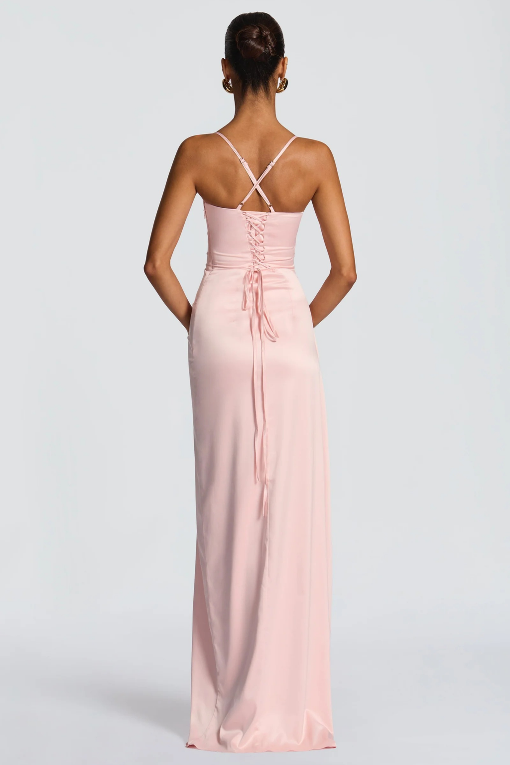 Satin Maxi Dress with High Slit Elegant Style
