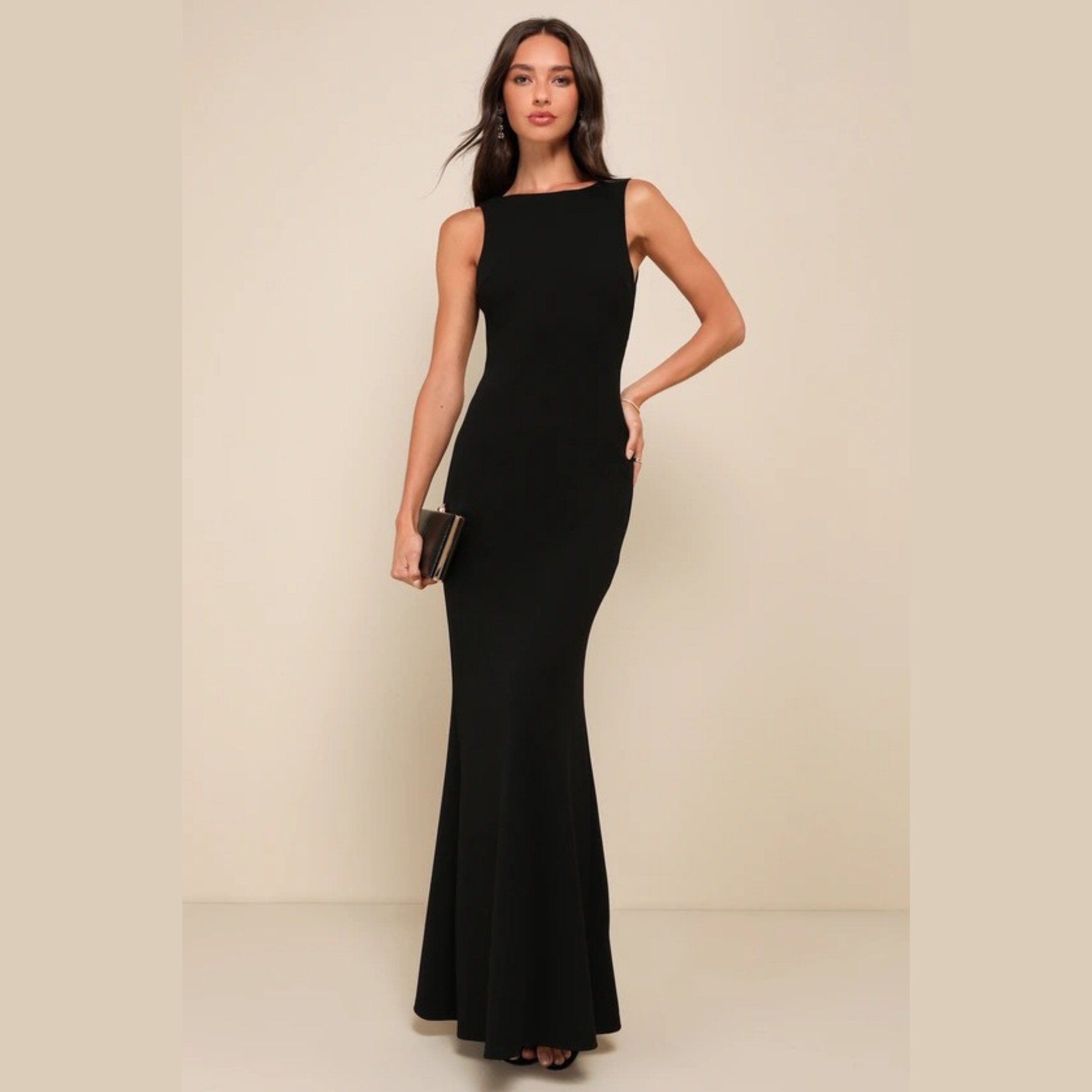 Elegant Maxi Dress with Open Back Formal Style
