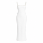 Square Neck Midi Dress with Embellished Straps