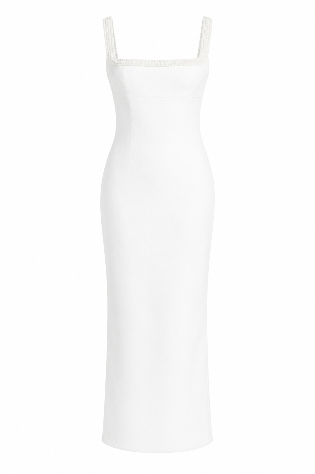 Square Neck Midi Dress with Embellished Straps