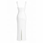 Square Neck Midi Dress with Embellished Straps