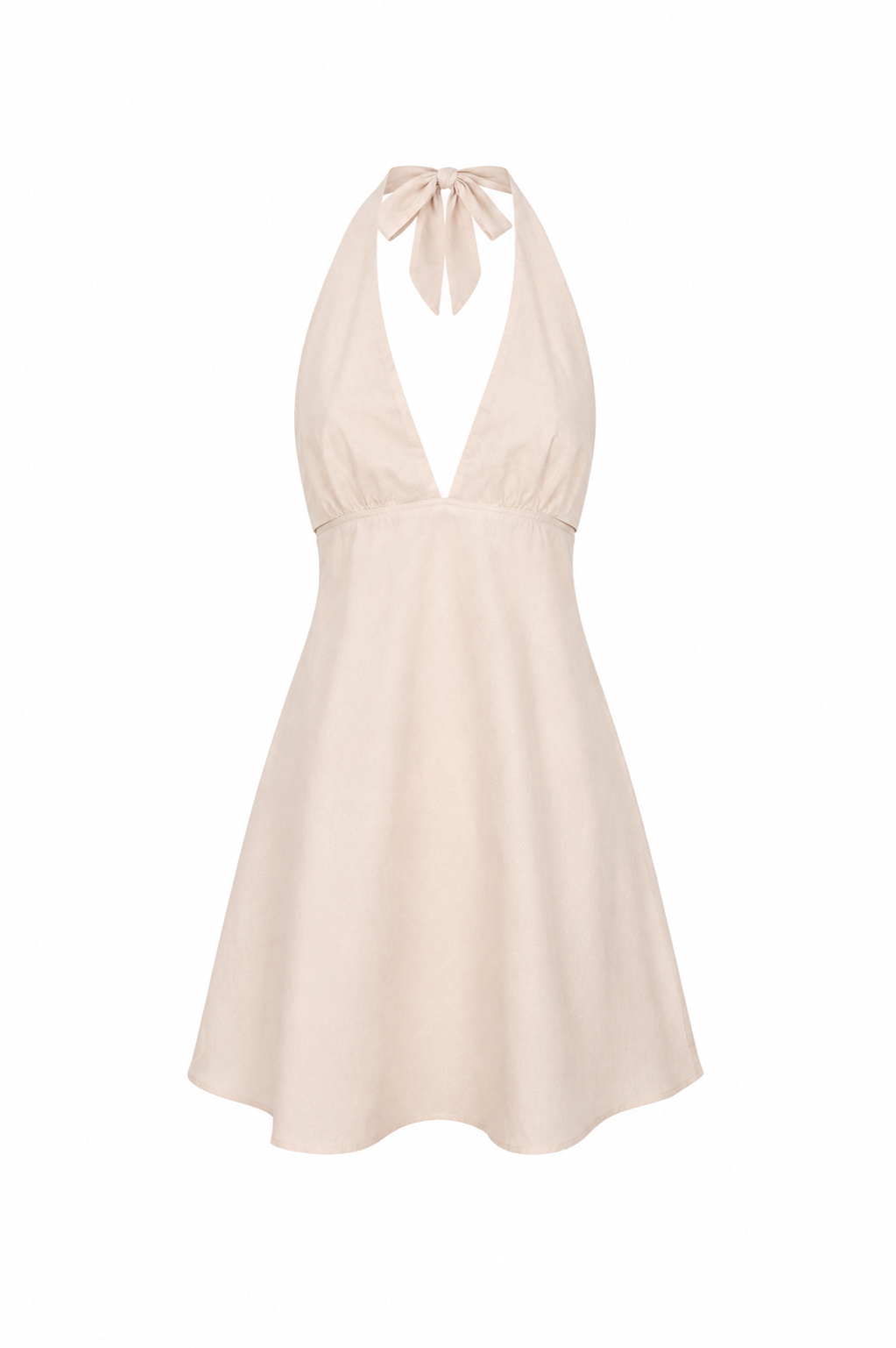 Deep V Neck Mini Dress with Halter Neck Design