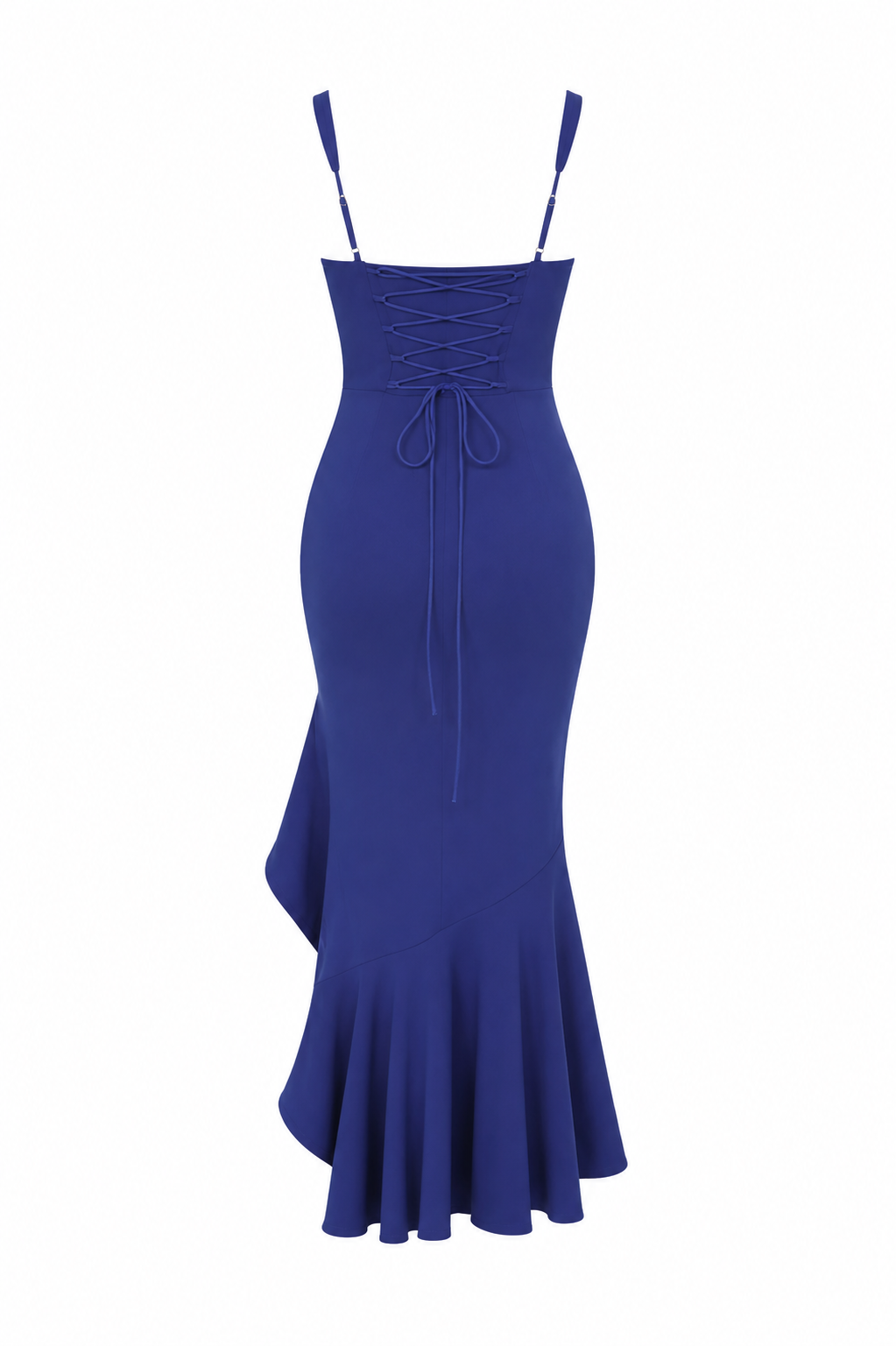Ruffle Hem Midi Dress with Square Neckline
