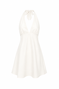 Deep V Neck Mini Dress with Halter Neck Design
