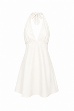 Deep V Neck Mini Dress with Halter Neck Design