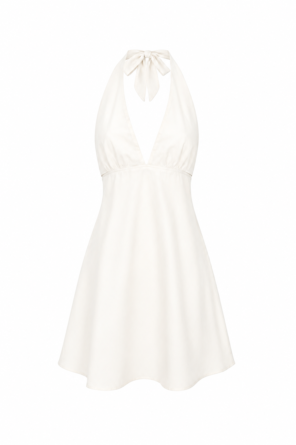 Deep V Neck Mini Dress with Halter Neck Design
