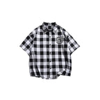 Men’s Black and White Checkered Short Sleeve Shirt