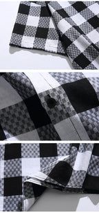 Men’s Black and White Checkered Short Sleeve Shirt