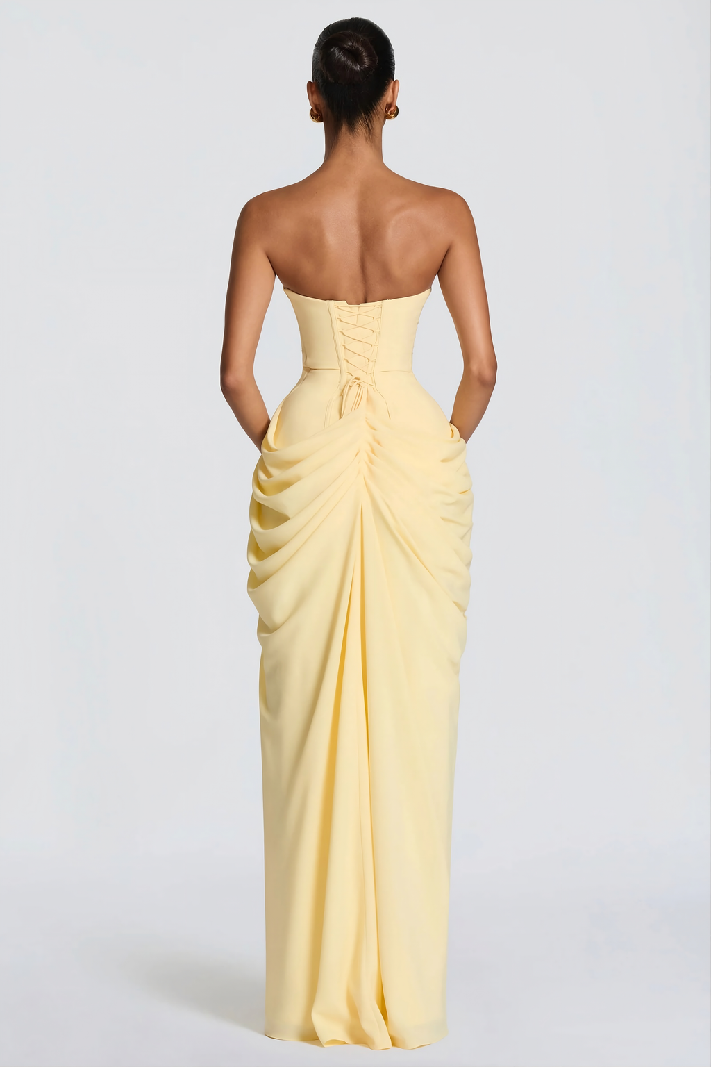 Strapless Maxi Dress with High Slit Elegant Style
