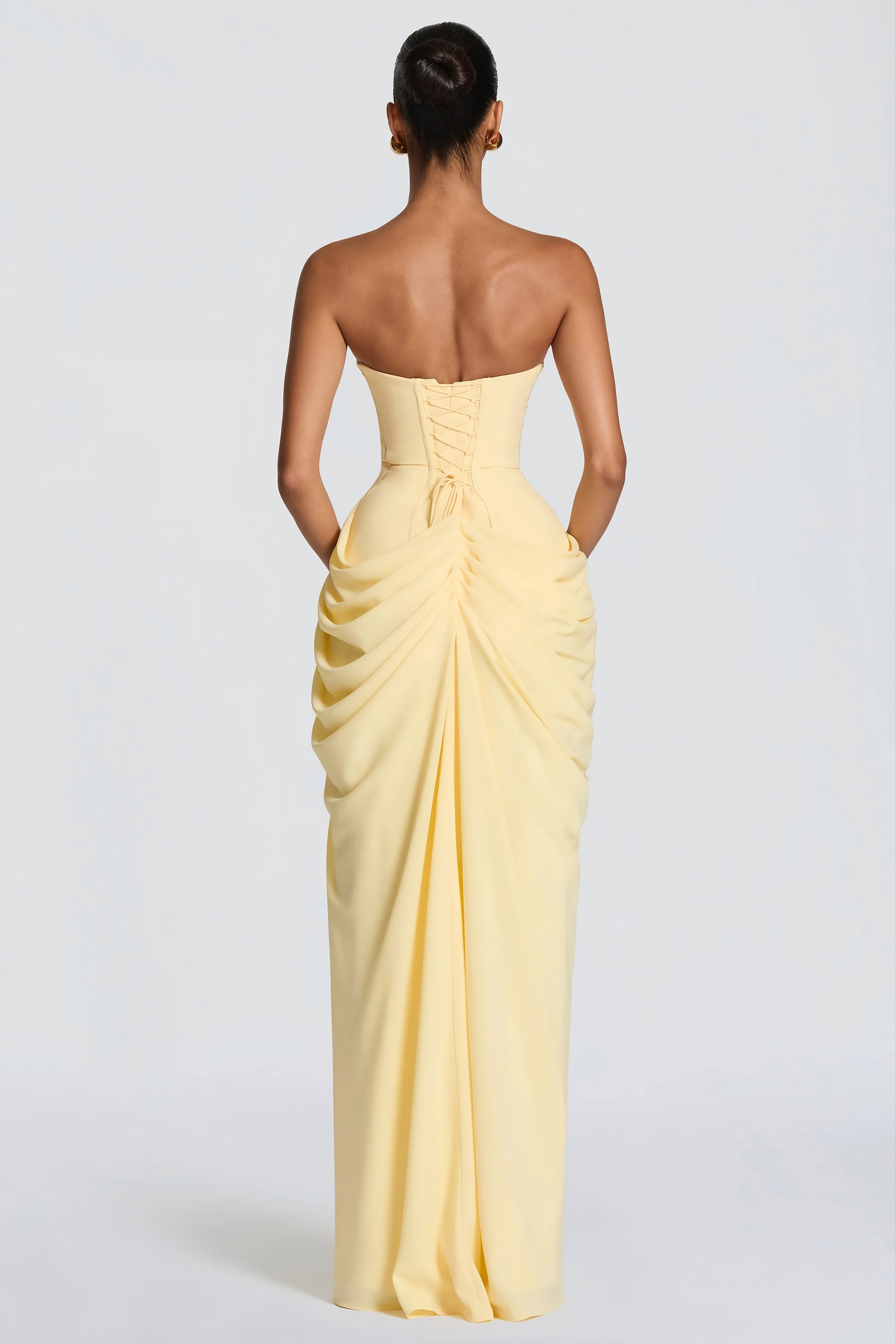 Strapless Maxi Dress with High Slit Elegant Style